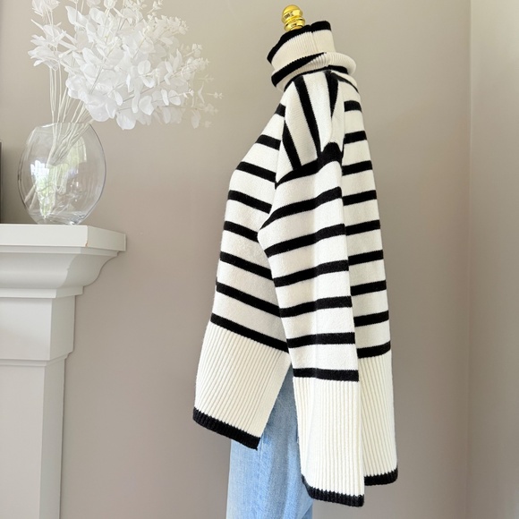 Silk & Salt Striped Sweater in Black and White, Sz M (NWT) - Picture 5 of 7